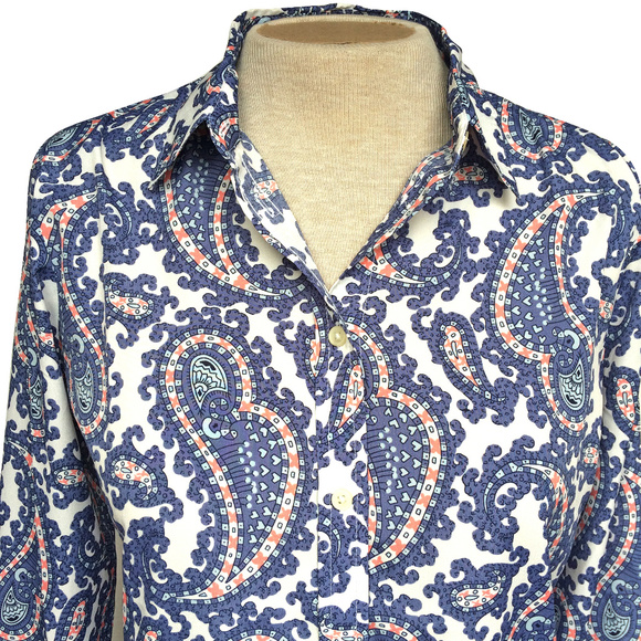 Banana Republic Periwinkle Paisley Dillon Shirt S - Picture 3 of 5
